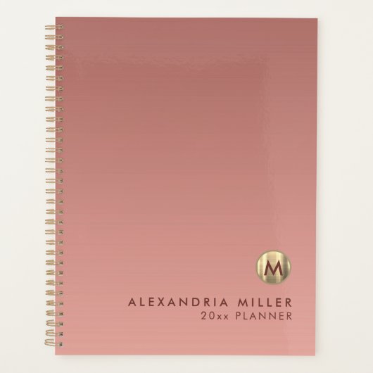 Elegant roze Rose Gold Jaar Datum Planner (Voorkant)