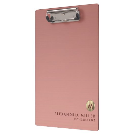 Elegant roze Rose Gold Monogram Klembord (Links)
