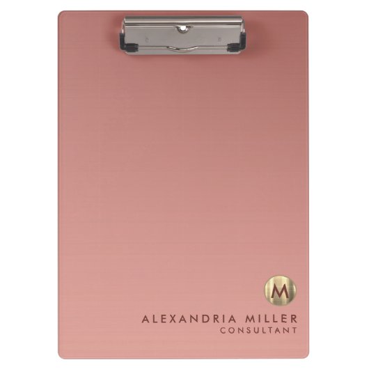 Elegant roze Rose Gold Monogram Klembord (Voorkant)