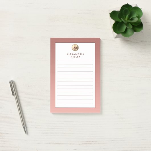 Elegant roze Rose Gold Monogram Post-it® Notes (Kantoor)