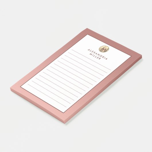 Elegant roze Rose Gold Monogram Post-it® Notes (Schuin)