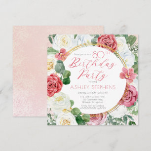 Elegant roze Rose Goud Lijst 80e verjaardag Kaart