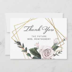 Elegant Roze Rose Goud Lijst Floral Vrijgezellenfe Bedankkaart