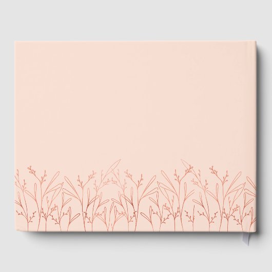 Elegant Roze Rose Goud Omtrek Bloemen Quinceanera Gastenboek (Achterkant)