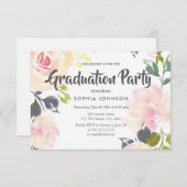 Elegant roze Rose Gradution Party Invite Kaart (Voorkant / Achterkant)
