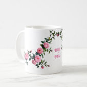 Elegant roze Rose Koffiemok (Voorkant links)