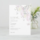 Elegant roze Rose & Peony Sage Wedding Invitation Kaart (Staand voorkant)