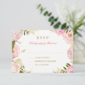 Elegant Roze Rose Quinceanera RSVP (Staand voorkant)