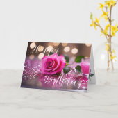 Elegant Roze Rose Verjaardag Groet Kaart (Gele Bloem)