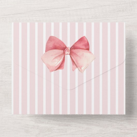 Elegant Roze Rose Vrijgezellenfeest Party All In One Uitnodiging (Achterkant)