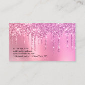 Elegant roze roségoud glitter druppelt nagels visitekaartje (Achterkant)
