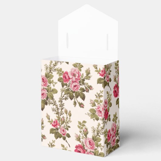 Elegant  Roze Roses-Buff Achtergrond Bedankdoosjes (Geopend)
