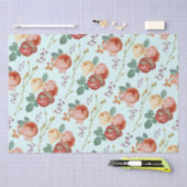 Elegant Roze Roses Floral op lichtblauw Tissuepapier (Craft)