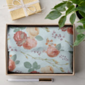 Elegant Roze Roses Floral op lichtblauw Tissuepapier (Geschenk)
