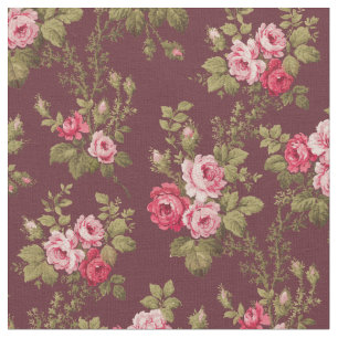 Elegant Roze Roses-Maroon Achtergrond Stof
