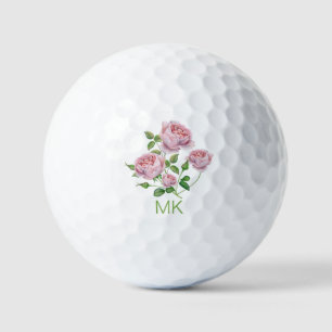 Elegant roze Roses Monogrammed Dames Golfballen
