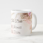 Elegant roze Roses Spring Blossom behalve de datum Extra Grote Beker (Voorkant rechts)