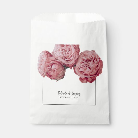 Elegant roze Roses Wedding Bedankzakje (Voorkant)