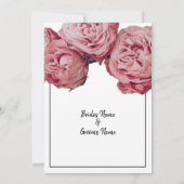 Elegant roze Roses Wedding Invitations Kaart (Achterkant)