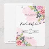 Elegant roze Roses Wedding Kaart (Voorkant / Achterkant)