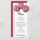 Elegant roze Roses Wedding Menu (Voorkant / Achterkant)