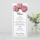 Elegant roze Roses Wedding Menu (Staand voorkant)