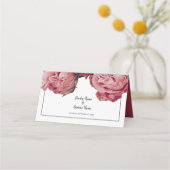 Elegant roze Roses Wedding Place Card (Achterkant)