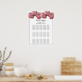 Elegant roze Roses Wedding Seding Chart Poster (Keuken)