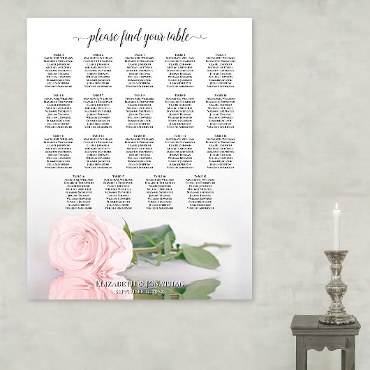 Elegant roze roze 19 Tafel - weddenschapenkaart Poster