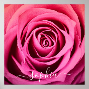 Elegant roze roze aanjager Foto toevoegen Naam Pos Poster