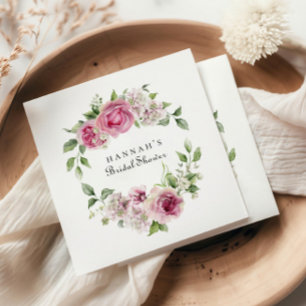 Elegant Roze Roze Bloemen Bruids of Baby shower Servet