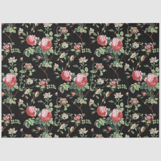 Elegant Roze Roze Floral Weefpapier Tissuepapier (Voorkant)