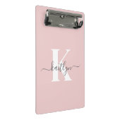Elegant Roze Roze Grijs Script Monogram Mini Klembord (Schuin)