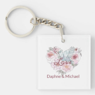 Elegant Roze Roze Modern Chic Heart Script Sleutelhanger