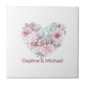 Elegant Roze Roze Modern Chic Heart Script Tegeltje (Voorkant)