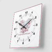 Elegant Roze Roze Modern Chic Heart Script Vierkante Klok (Hoek)