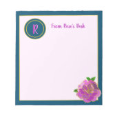 Elegant roze roze monogram script notitieblok (Voorkant)