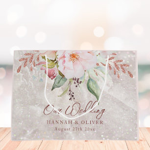 Elegant Roze Roze Pioen Bloemen Huwelijkscadeau Groot Cadeauzakje