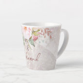 Elegant Roze Roze Pioen Bloemen Marmer Latte Mok (Rechterhoek)