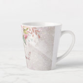 Elegant Roze Roze Pioen Bloemen Marmer Latte Mok (Rechts)