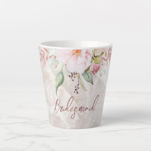 Elegant Roze Roze Pioen Bloemen Marmer Latte Mok (Voorkant)