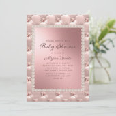 Elegant roze roze rode witte parels Baby shower in Kaart (Staand voorkant)
