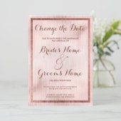 Elegant roze roze roodbruine borstels Datum Kaart (Staand voorkant)