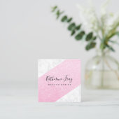 Elegant roze roze roos goud glitter witte marmer m vierkante visitekaartje (Staand voorkant)