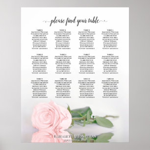 Elegant roze roze roze 12 Tafel - weddenschapenkaa Poster