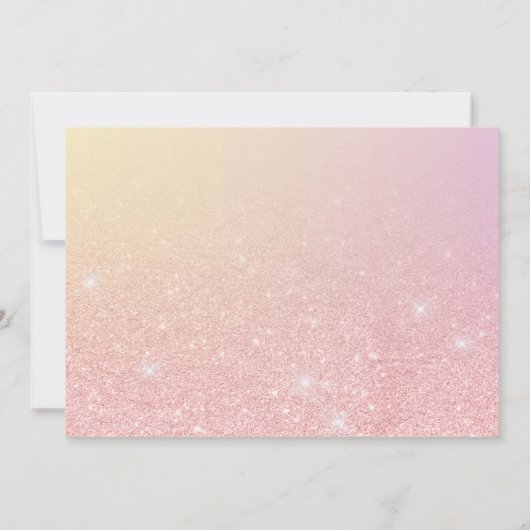 Elegant roze roze roze goud glitter ombre zestien kaart (Achterkant)