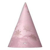 Elegant roze roze roze goudmarmer-sneeuwvlokpatroo feesthoedjes (Links)