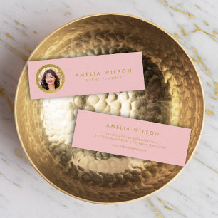 Elegant Roze Roze Roze Roze & Faux Gold Profiel Fo Mini Visitekaartje