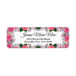 Elegant roze roze roze witte blauwe druppels etiket