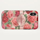 Elegant  roze roze rozen bloemen monogrammen Case-Mate iPhone case (Achterkant (horizontaal))